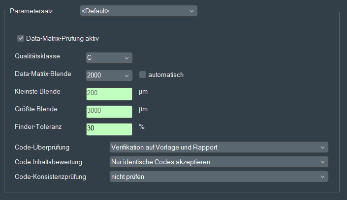 Data-Matrix-Einstellungen