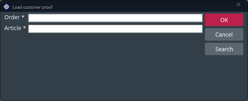 Load customer proof dialog