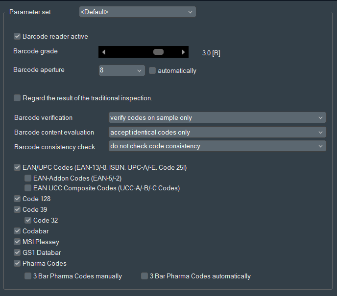 Barcode settings