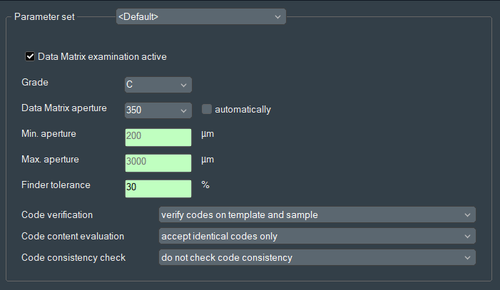 Data Matrix settings