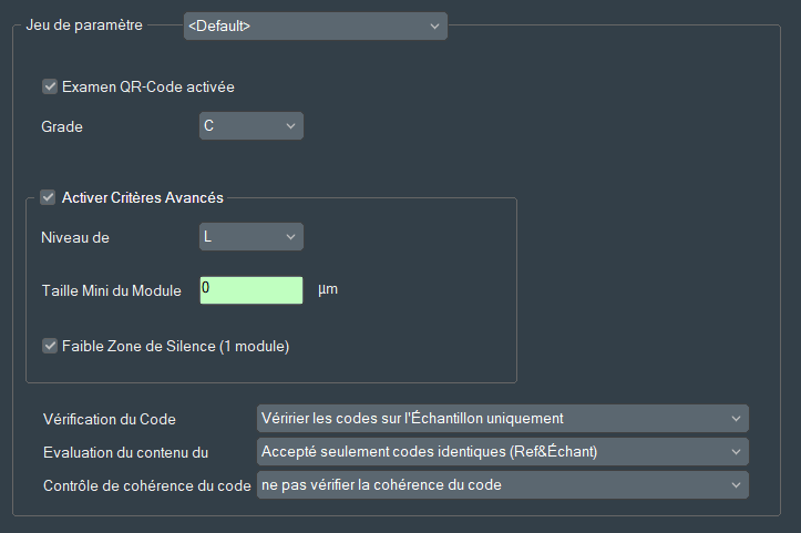 Paramètres du QR code.