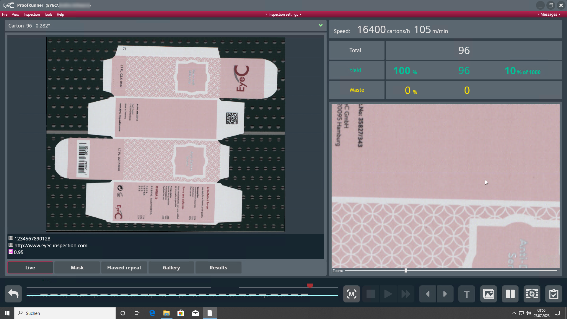Inspection screen overview