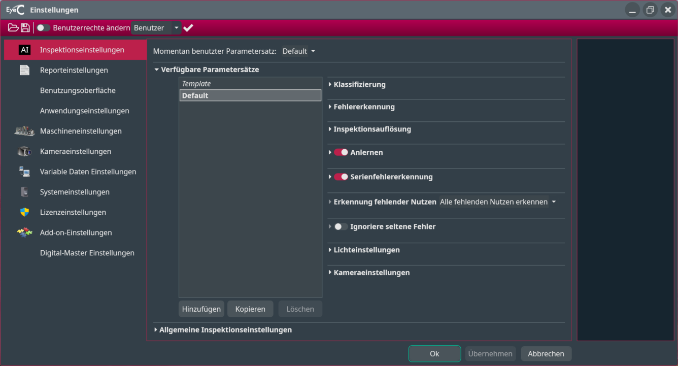 Inspektionseinstellungen