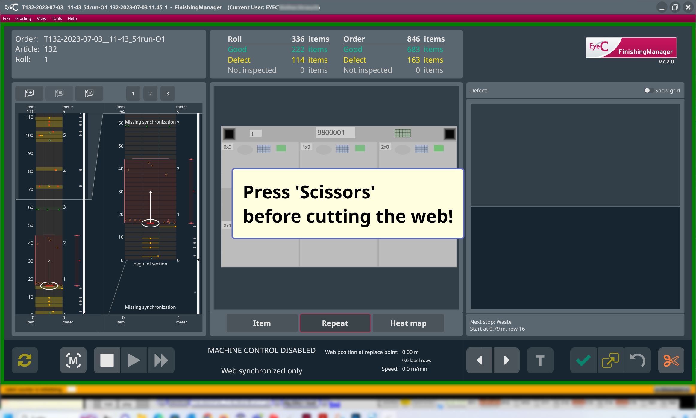 Press scissors before cutting